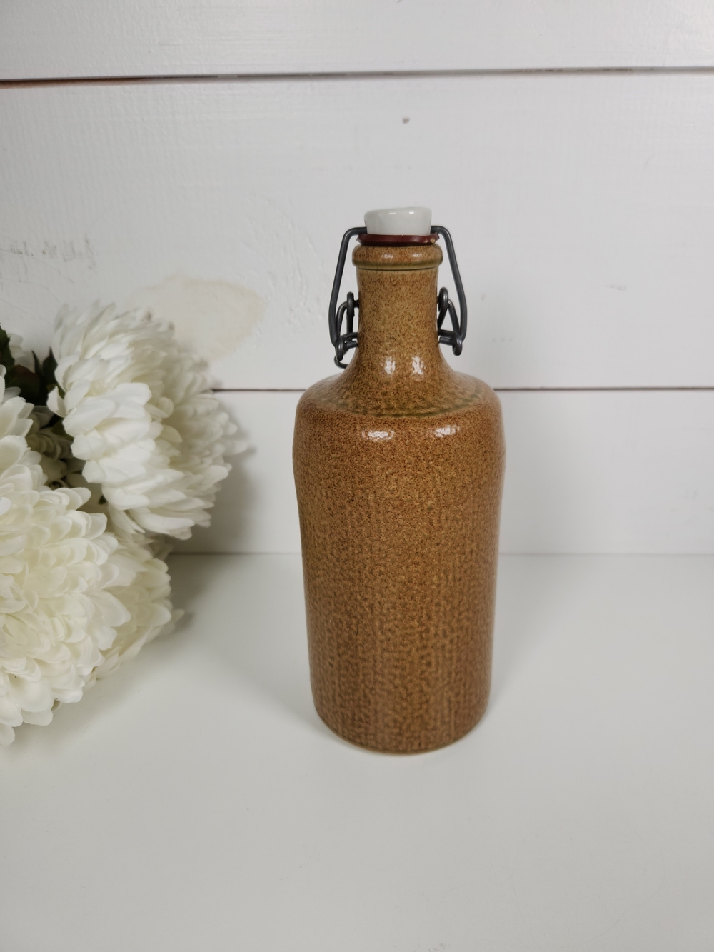 Vintage MKM Stoneware Beer Bottle w/ Bale Lid | German Brewing Bottle | Brown